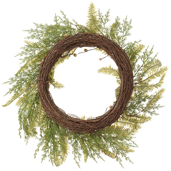 22" Artificial Berry & Pine Hanging Wreath -Gold/Green (pack of 2) - XDW701-GO/GR