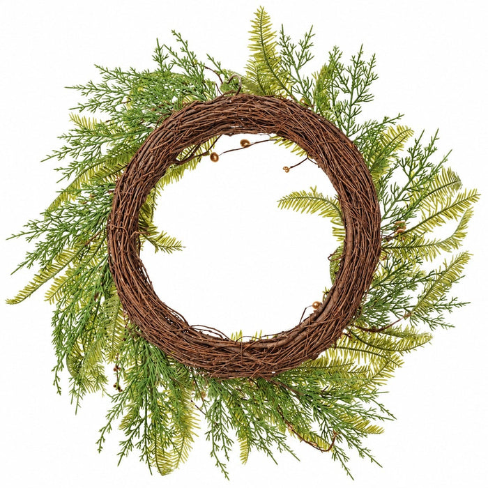 22" Artificial Berry & Pine Wreath -Gold/Green (Pack of 2) - XDW701-GO/GR