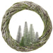 19.5" Flocked Artificial Bottlebrushed Pine Tree Twig Wreath -Green (Pack of 2) - XDW727-GR