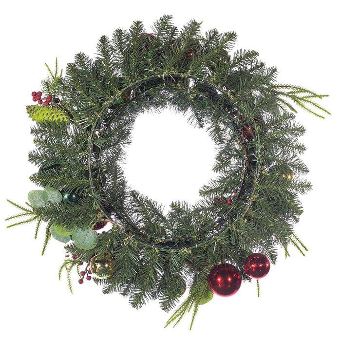 24" Artificial Ball, Berry, Pinecone & Pine Wreath -Mixed Colors (Pack of 2) - XDW807-MX