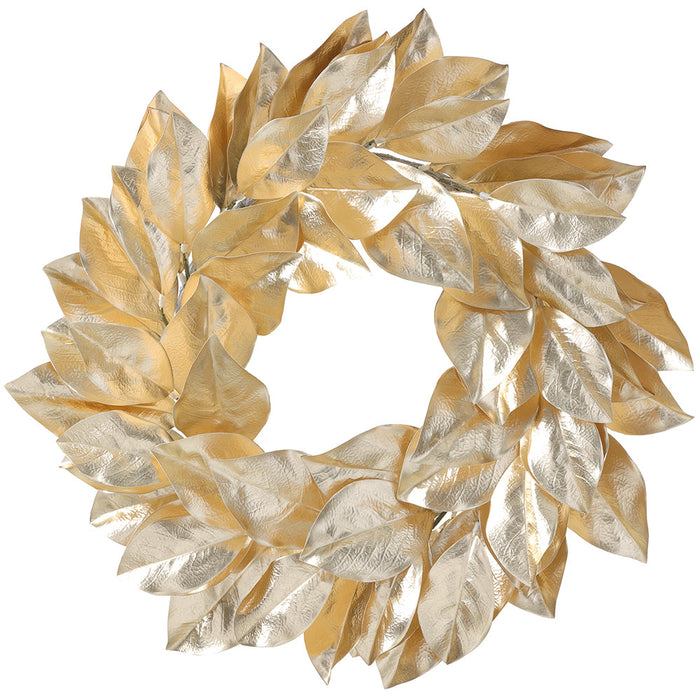 22" Metallic Artificial Magnolia Leaf Wreath -Gold (Pack of 6) - XDW823-GO