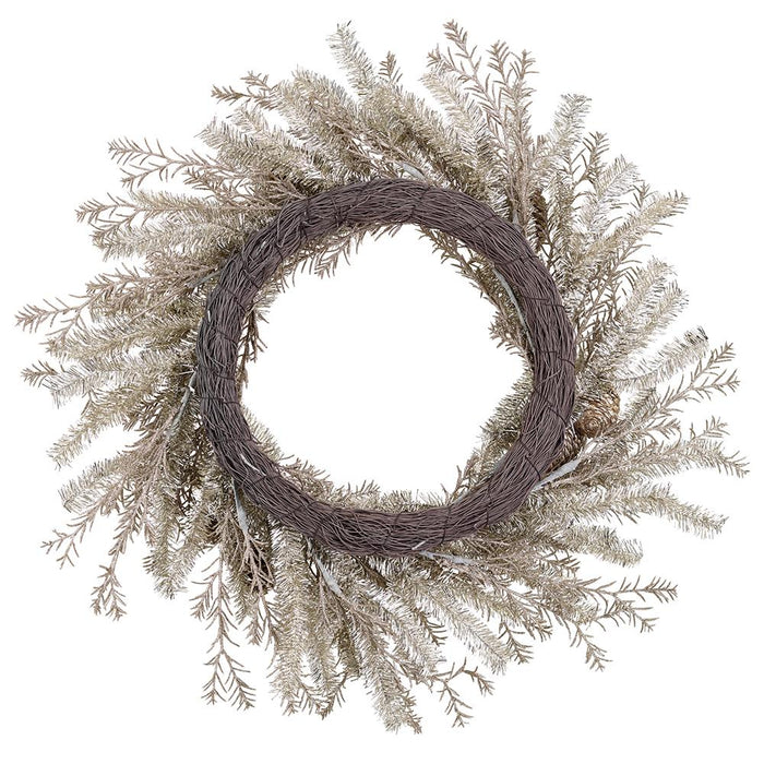 23.5" Glittered Artificial Pinecone & Pine Wreath -Tiffany Gold (Pack of 2) - XDW826-GO/TF