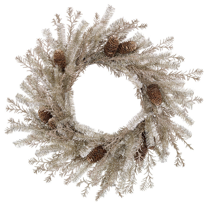 23.5" Glittered Artificial Pinecone & Pine Wreath -Tiffany Gold (Pack of 2) - XDW826-GO/TF