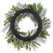 24" Flocked Artificial Holly Leaf, Ball & Pine Wreath -Green/Red (Pack of 4) - XDW829-GR/RE