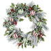 24" Flocked Artificial Holly Leaf, Ball & Pine Wreath -Green/Red (Pack of 4) - XDW829-GR/RE
