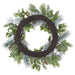 24" Flocked Artificial Holly Leaf, Ball & Pine Wreath -Red/Green (Pack of 4) - XDW836-RE/GR