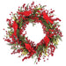 24" Artificial Cardinal, Berry & Pine Wreath -Red/Green (Pack of 4) - XDW844-RE/GR