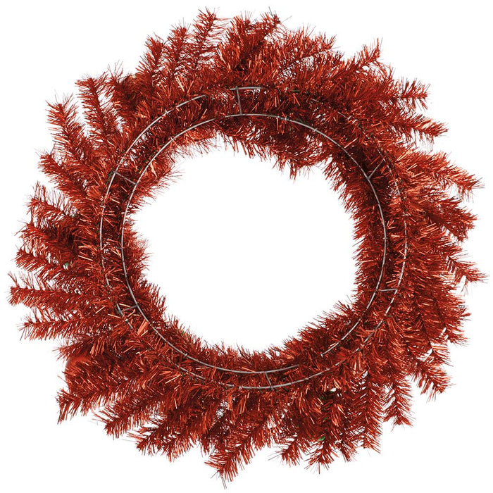 24" Artificial Ball & Tinsel Wreath -Red/Mixed Colors (Pack of 4) - XDW910-RE/MX