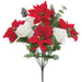 18" Mixed Poinsettia, Rose & Pinecone Artificial Flower Bush -Red/White (Pack of 12) - XFB009-RE/WH