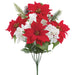 18" Mixed Poinsettia, Hydrangea & Berry Artificial Flower Bush -Red/White (Pack of 12) - XFB010-RE/WH