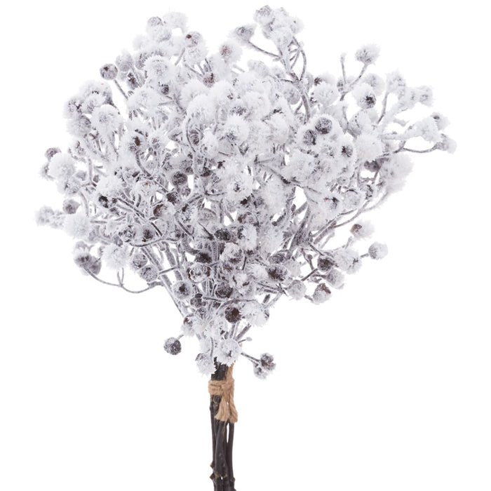 13.5" Flocked Artificial Baby's Breath Gypsophila Flower Stem Bundle -White (Pack of 12) - XFB169-WH