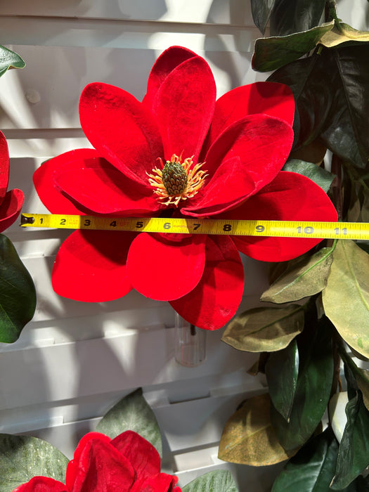12" Velvet Magnolia Artificial Flower Stem -Red (Pack of 12) - XFK122-RE