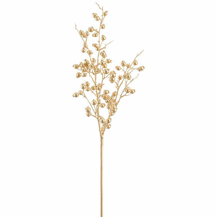 29.5" Metallic Artificial Rosehip Berry Stem -Gold (Pack of 12) - XFS007-GO