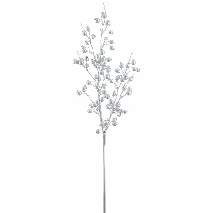 29.5" Metallic Artificial Rosehip Berry Stem -Silver (Pack of 12) - XFS007-SI