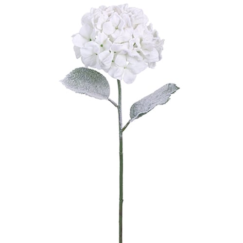 27" Silk Snowed Hydrangea Flower Spray -White (pack of 12) - XFS011-SN/WH