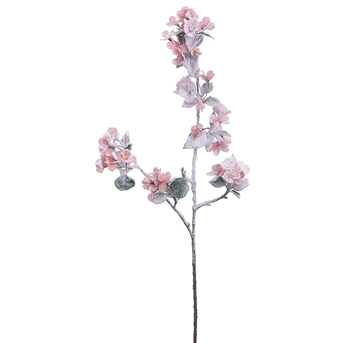 35" Silk Snowed Quince Blossom Flower Spray -Pink (pack of 12) - XFS021-SN/PK