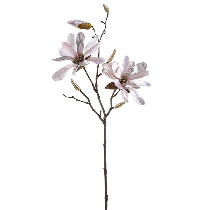 26" Velvet Artificial Magnolia Flower Stem -Blush (pack of 12) - XFS023-BS