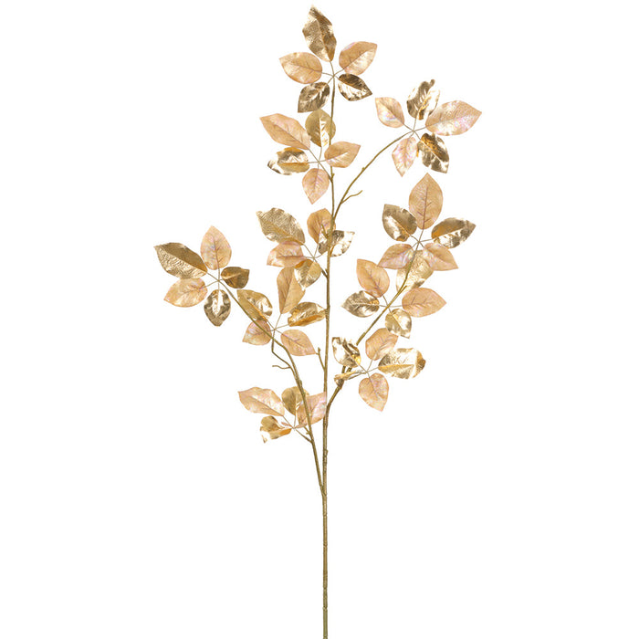46.5" Metallic Artificial Schefflera Leaf Stem -Rose Gold (Pack of 6) - XFS051-RO/GO