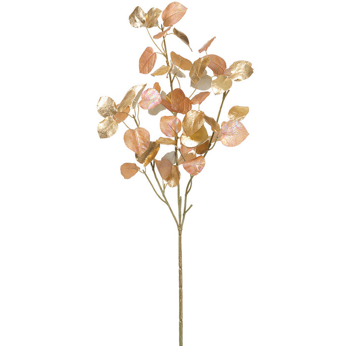 40" Metallic Artificial Viburnum Leaf Stem -Rose Gold (Pack of 12) - XFS052-RO/GO