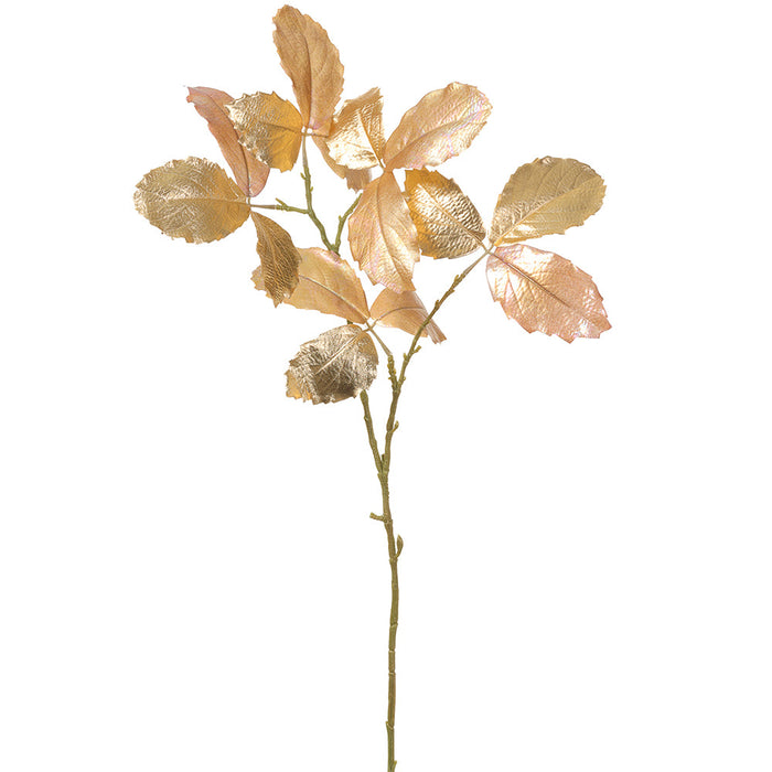 34" Metallic Artificial Leaf Stem -Rose Gold (Pack of 12) - XFS054-RO/GO
