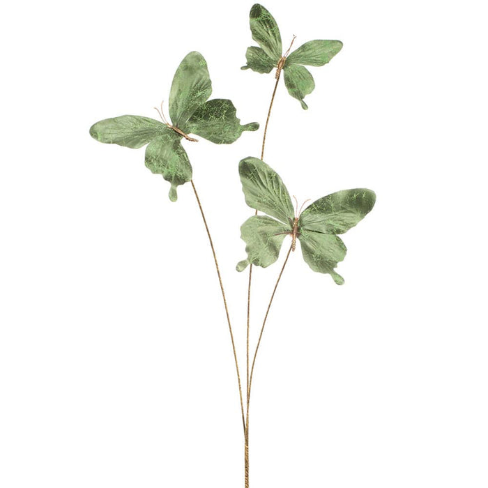 26" Metallic Butterfly Stem -Green (Pack of 12) - XFS055-GR
