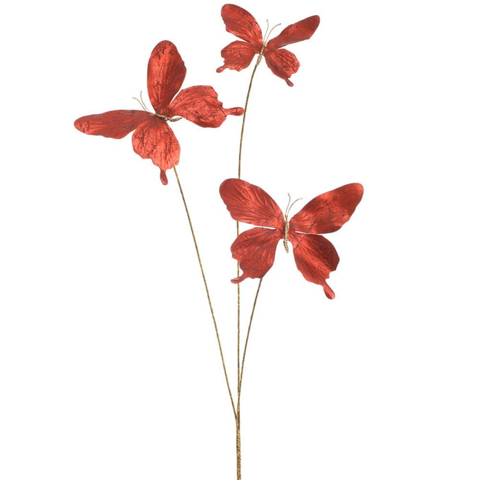 26" Metallic Butterfly Stem -Red (Pack of 12) - XFS055-RE