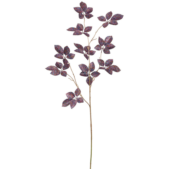 50.5" Metallic Artificial Schefflera Leaf Stem -Purple (Pack of 6) - XFS069-PU