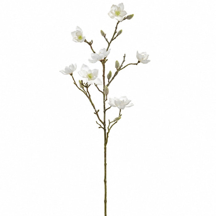 32" Frosted Mini Artificial Magnolia Flower Stem -Cream (Pack of 12) - XFS075-CR