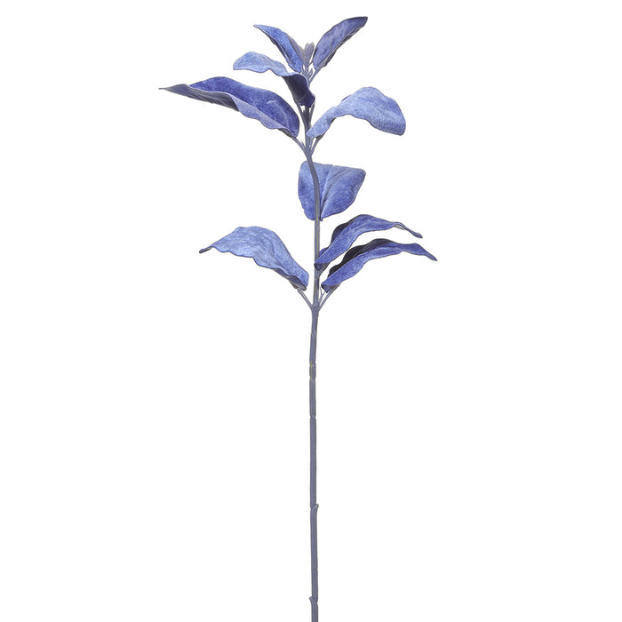26" Velvet Artificial Lamb's Ear Leaf Stem -Blue (pack of 12) - XFS089-BL