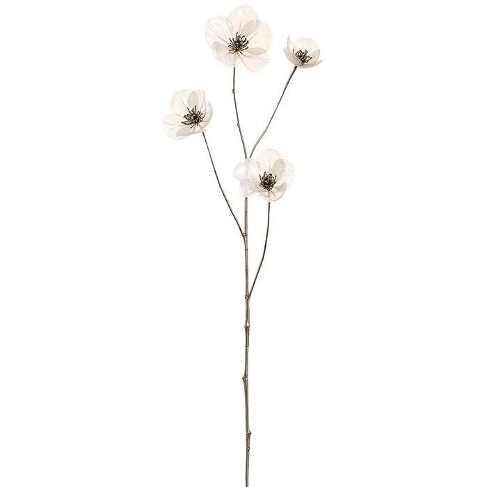 34" Shimmer Iridescent Helleborus Artificial Flower Stem -White (Pack of 12) - XFS112-WH