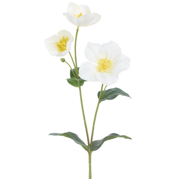 25.5" Helleborus Artificial Flower Stem -White (Pack of 12) - XFS140-WH