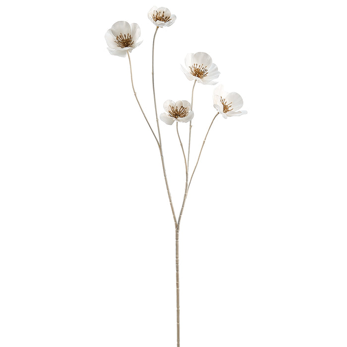 26" Artificial Helleborus Flower Stem -White/Gold (pack of 12) - XFS156-WH/GO