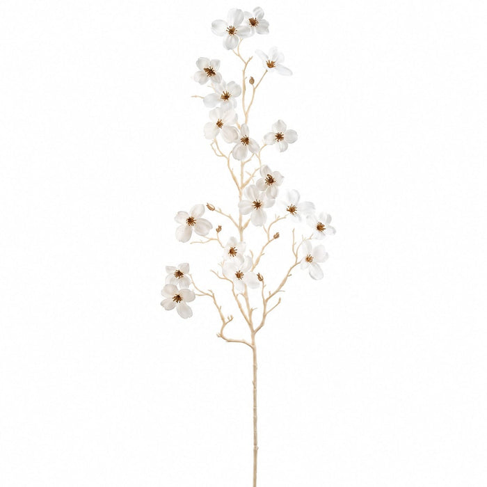 33" Dogwood Blossom Artificial Flower Stem -White/Gold (Pack of 12) - XFS160-WH/GO