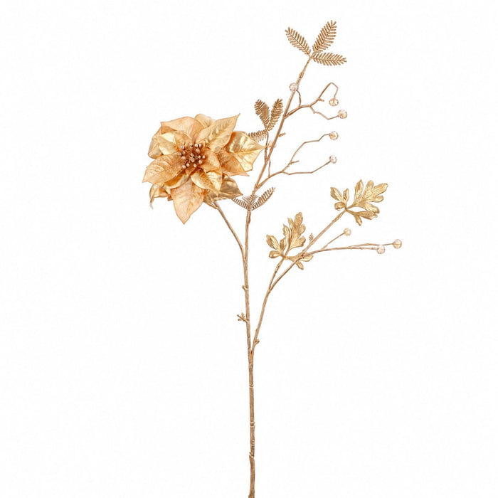 34" Metallic Poinsettia Artificial Flower Stem -Gold (Pack of 12) - XFS166-GO