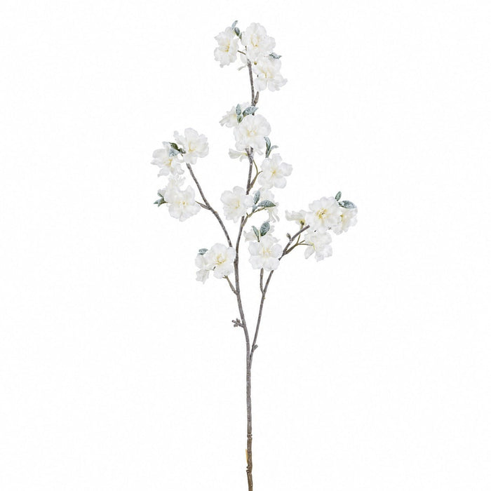 32" Flocked Blossom Artificial Flower Stem -White (Pack of 12) - XFS172-WH