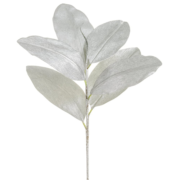 22" Metallic Artificial Magnolia Leaf Stem -Silver (pack of 24) - XFS211-SI