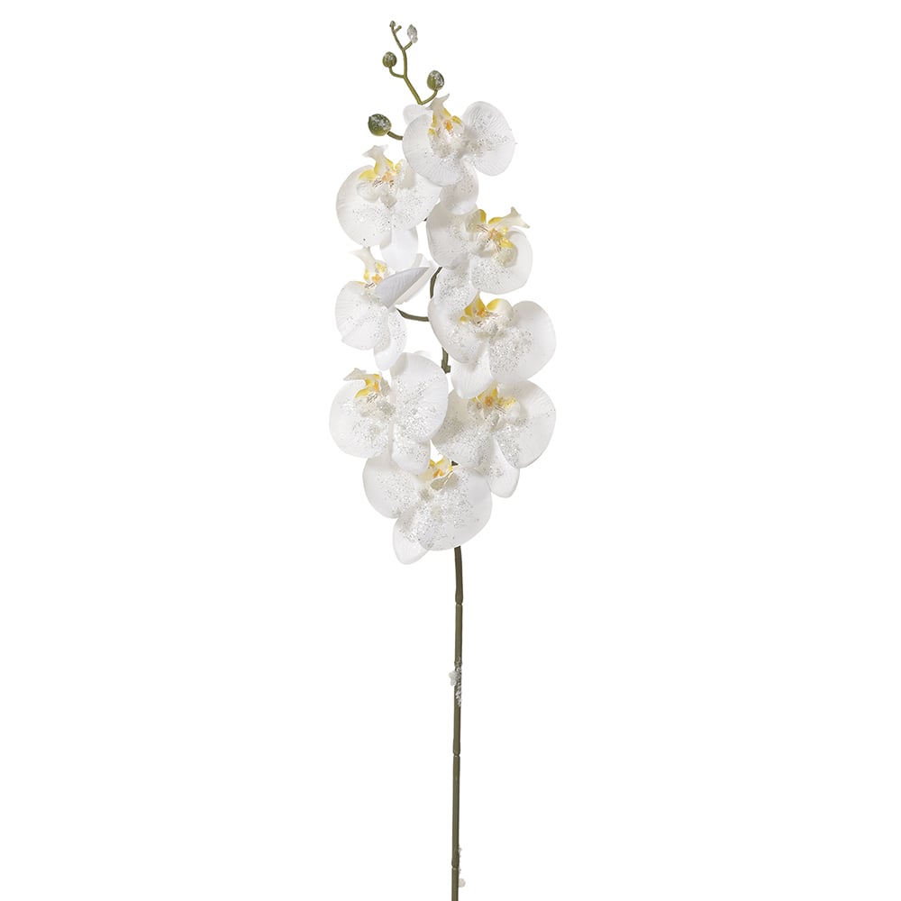 34" Iced Artificial Phalaenopsis Orchid Flower Stem -White (pack of 12) - XFS229-WH