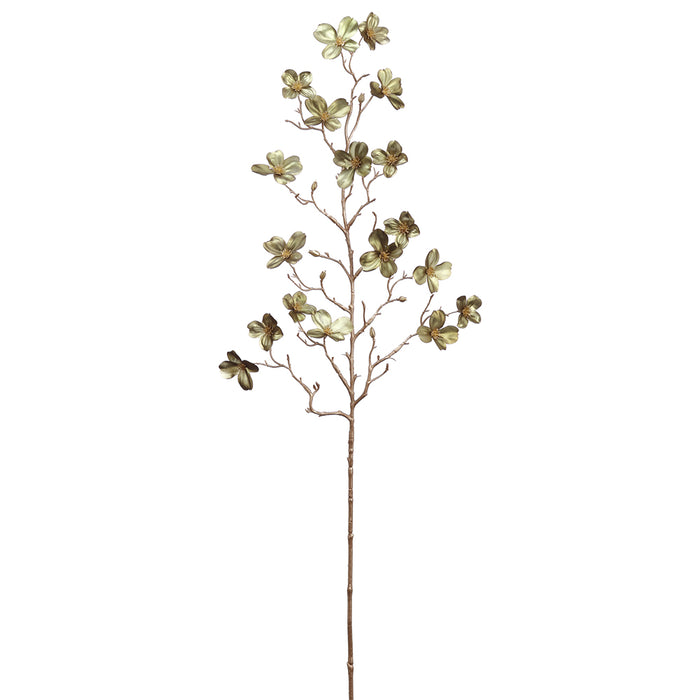 33" Metallic Artificial Dogwood Blossom Flower Stem -Green (pack of 12) - XFS232-GR