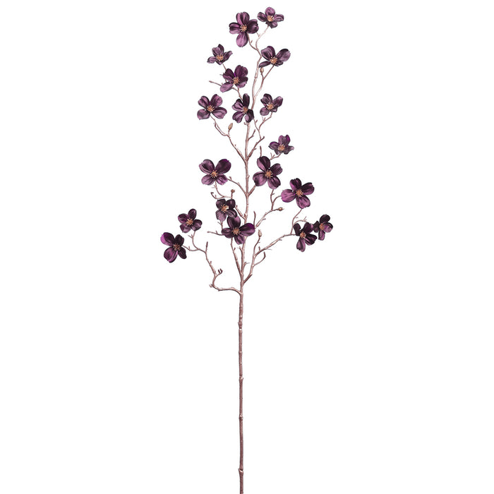 33" Metallic Artificial Dogwood Blossom Flower Stem -Plum (pack of 12) - XFS232-PL