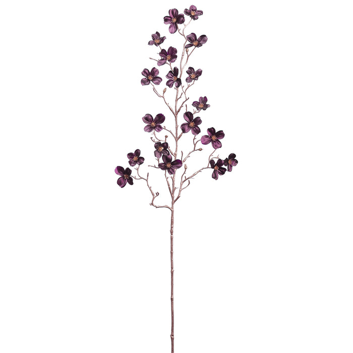 33" Metallic Artificial Dogwood Blossom Flower Stem -Plum (Pack of 12) - XFS232-PL