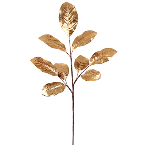 33" Artificial Magnolia Leaf Stem -Gold (pack of 12) - XFS233-GO