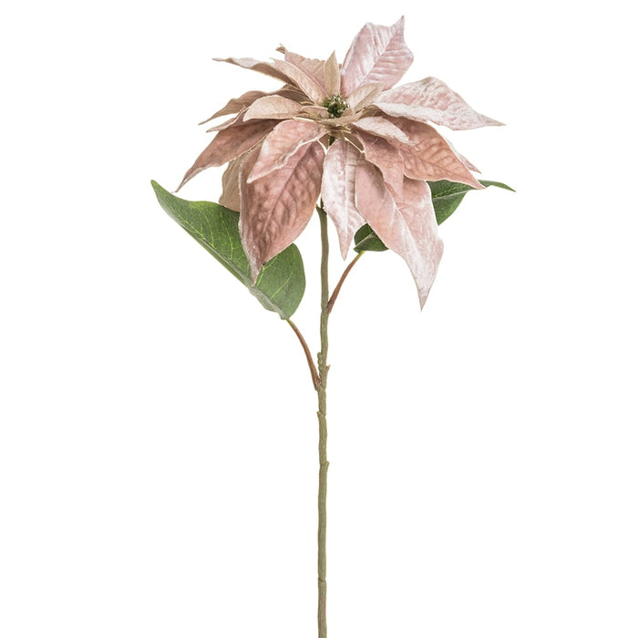 28" Artificial Velvet Holiday Poinsettia Flower Stem -Pink (pack of 12) - XFS260-PK