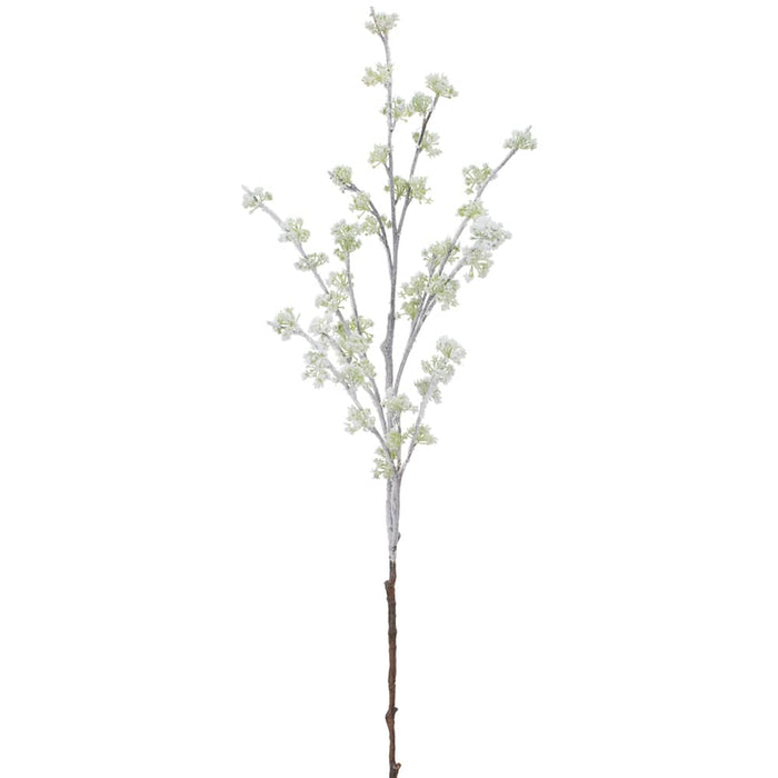 37" Flocked Blossom Artificial Flower Stem -Green/White (Pack of 12) - XFS287-GR