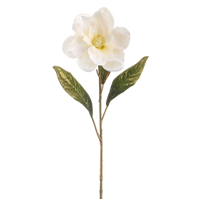 29.5" Velvet Magnolia Artificial Flower Stem -White (Pack of 12) - XFS290-WH