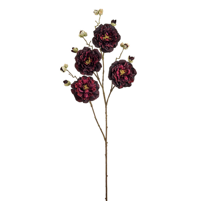 40.5" Camellia Silk Flower Stem -Burgundy (Pack of 6) - XFS319-BU