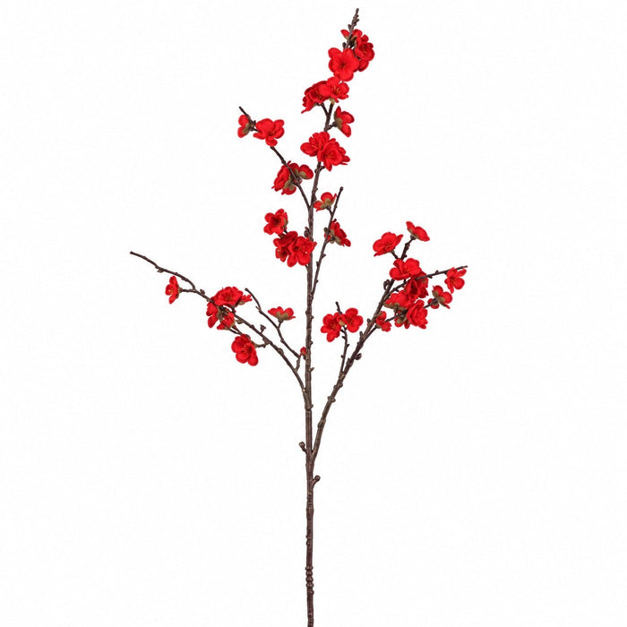 30" Artificial Velvet Plum Blossom Flower Spray -Red (Pack of 12) - XFS330-RE