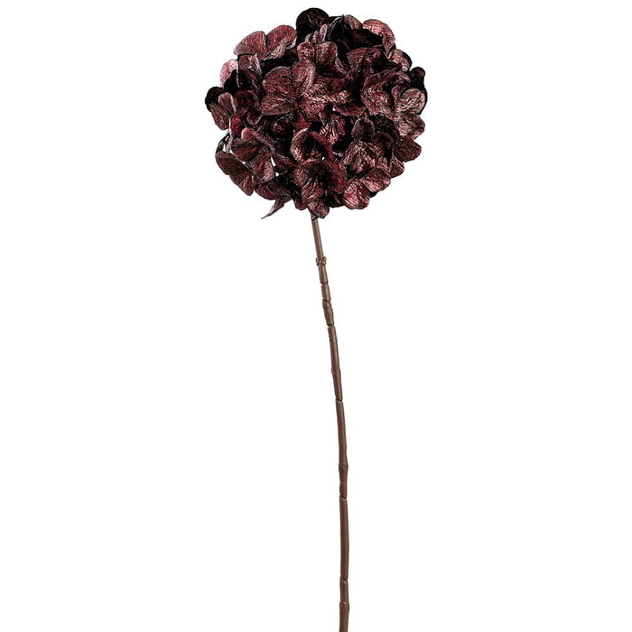 26" Metallic Artificial Hydrangea Flower Stem -Burgundy (Pack of 12) - XFS335-BU