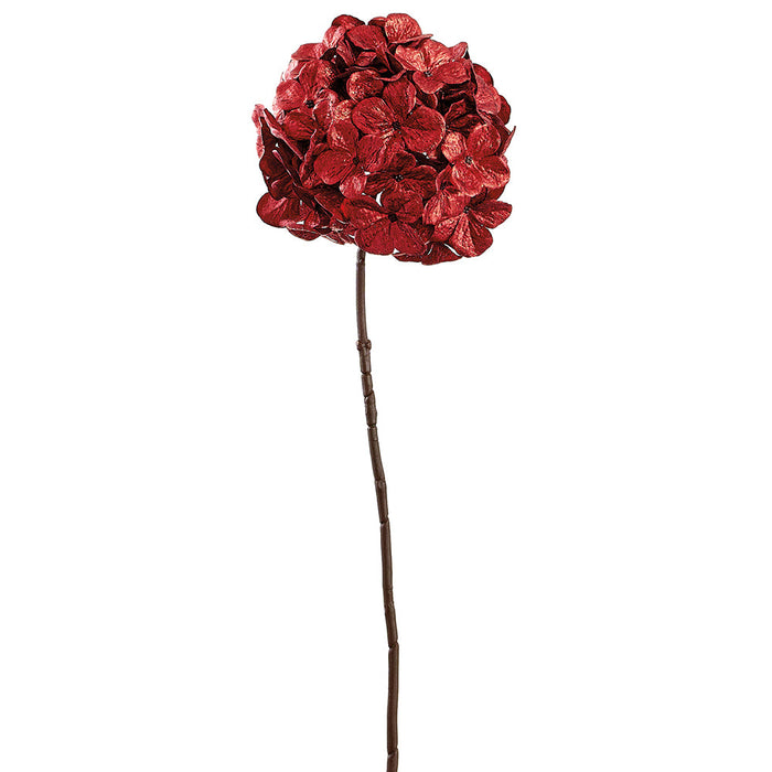 26" Metallic Artificial Hydrangea Flower Stem -Red (Pack of 12) - XFS335-RE