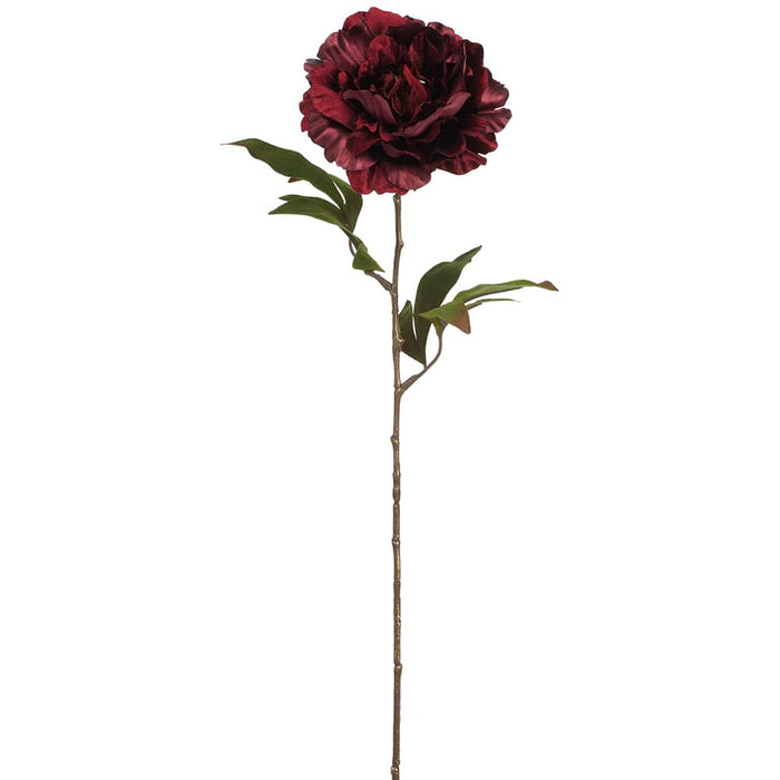 26" Shimmer Velvet Artificial Peony Flower Stem -Burgundy (Pack of 12) - XFS339-BU