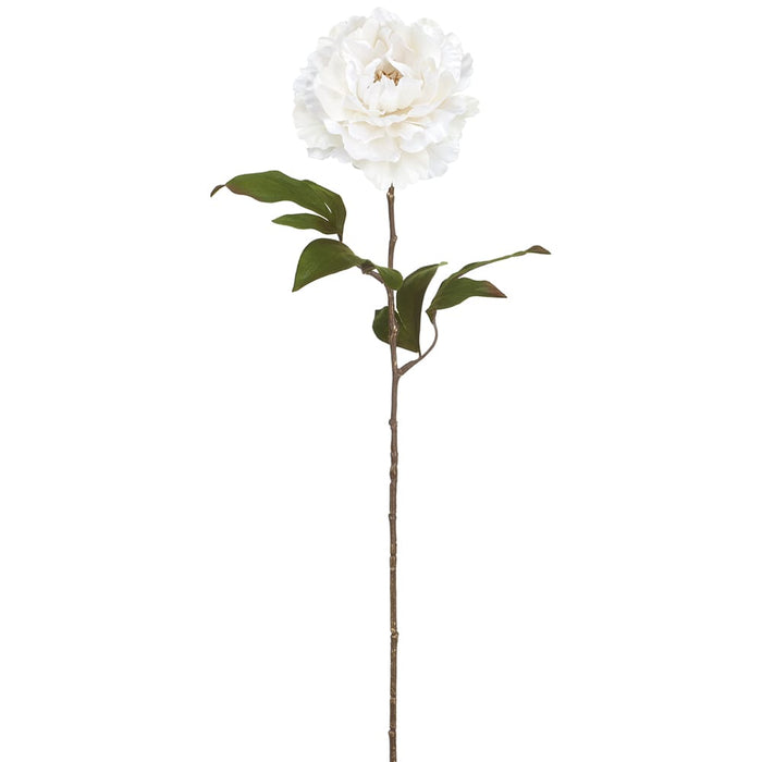 26" Shimmer Velvet Artificial Peony Flower Stem -Cream (Pack of 12) - XFS339-CR